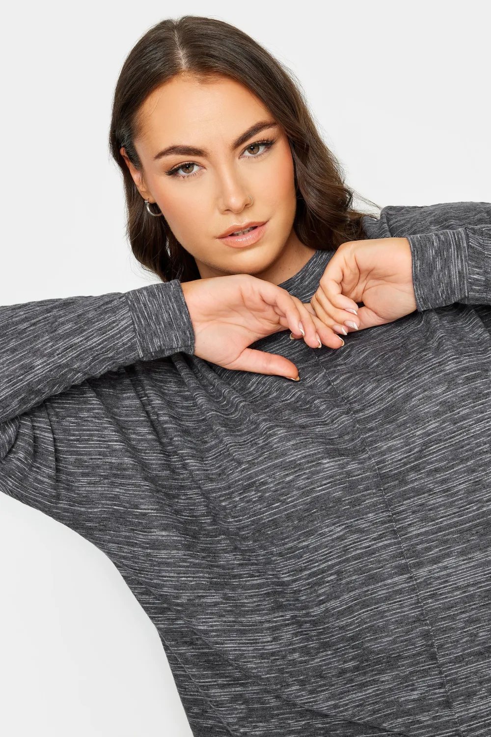 YOURS LUXURY Curve Grey Front Seam Detail Jumper