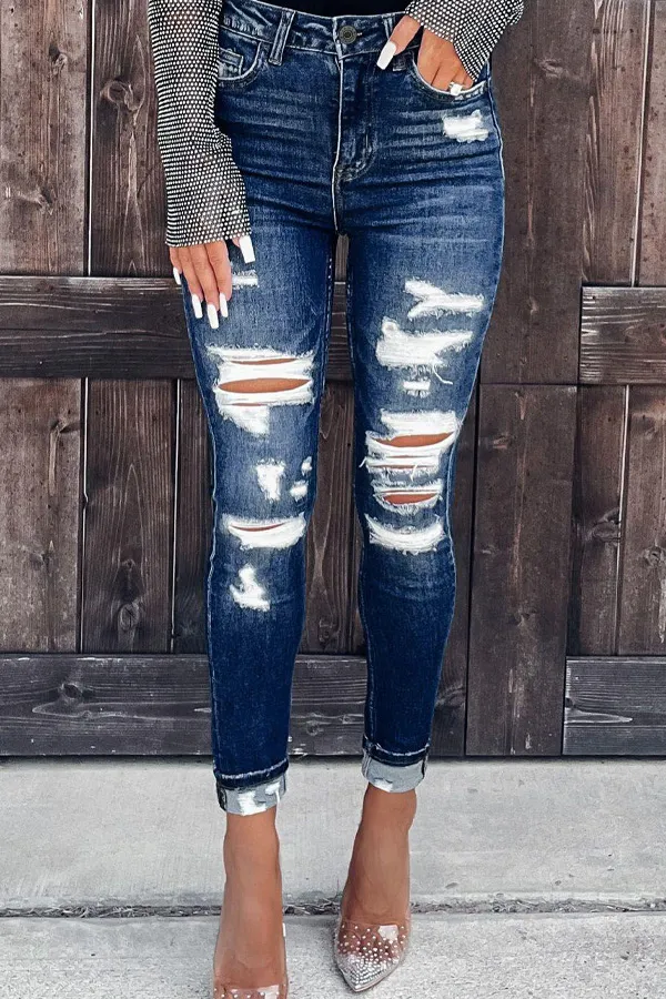 Distressed Cut Out Skinny Jeans