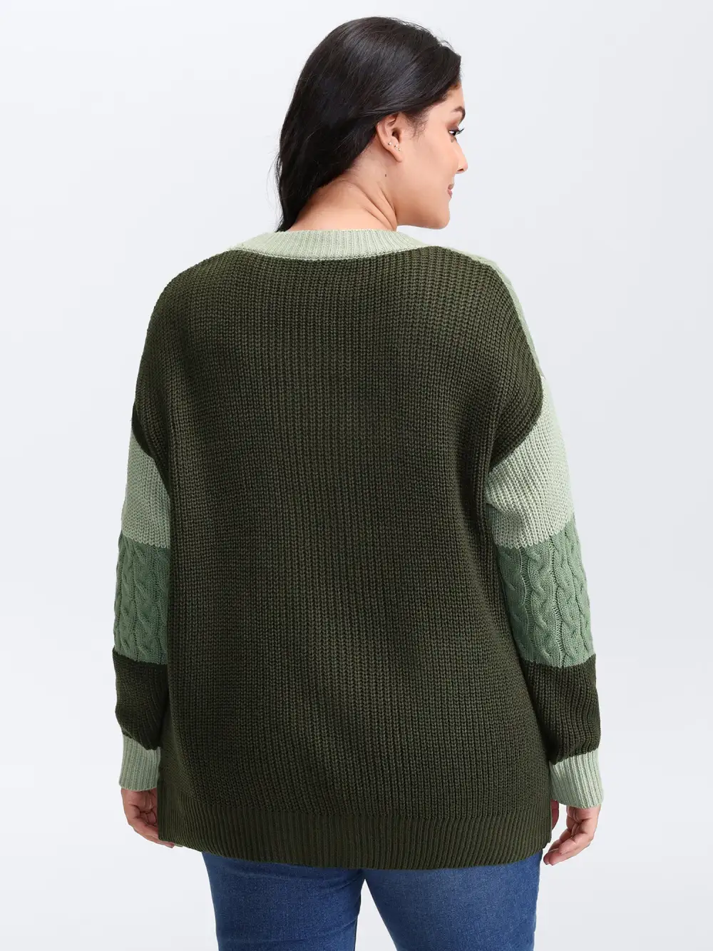 Texture Colorblock Contrast Knit Cardigan