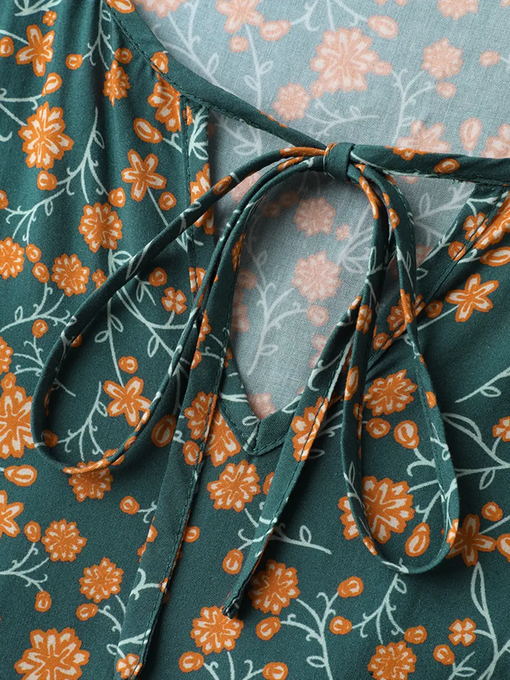 Floral Artificial Cotton Lace Pockets Maxi Dress