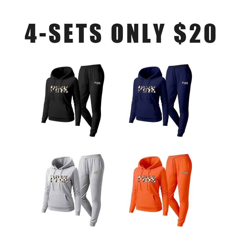 Women's Leopard Pink Print Sweatpants Set