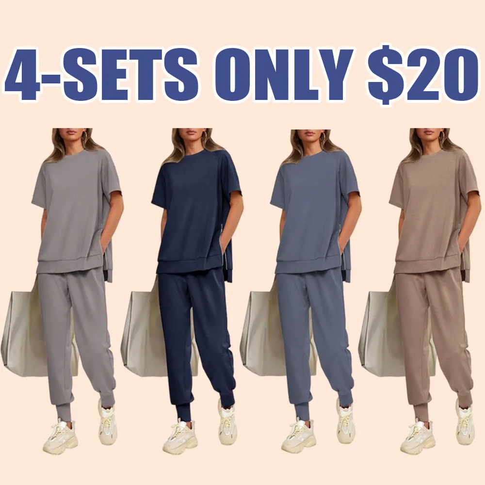 Women's 2-Piece Summer Tracksuit – Short Sleeve Top & Pocket Pants