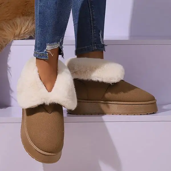 Women's Casual Plush Cuffed Thick-Soled Snow Boots 39973881S
