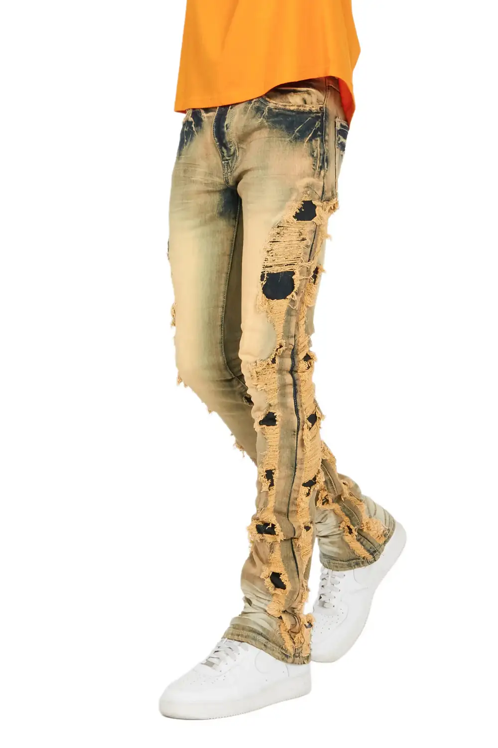 Spiro Taupe Stacked Flare Jean