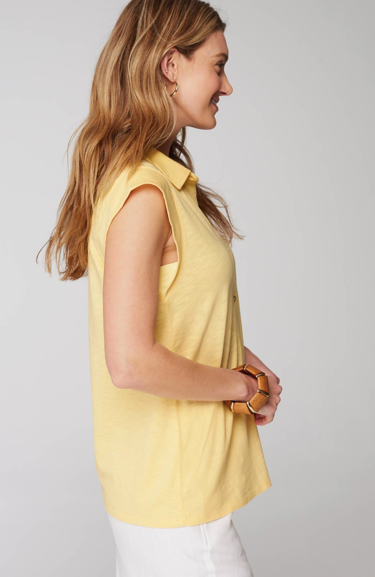 Sleeveless Button-Front Top