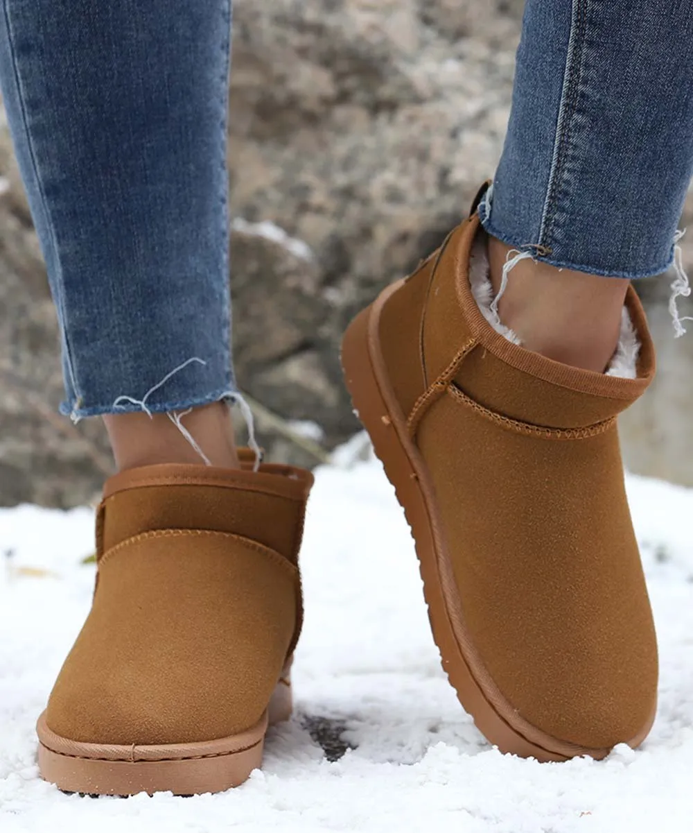 Brown Faux Fur-Lined Ankle Snow Boot - Women