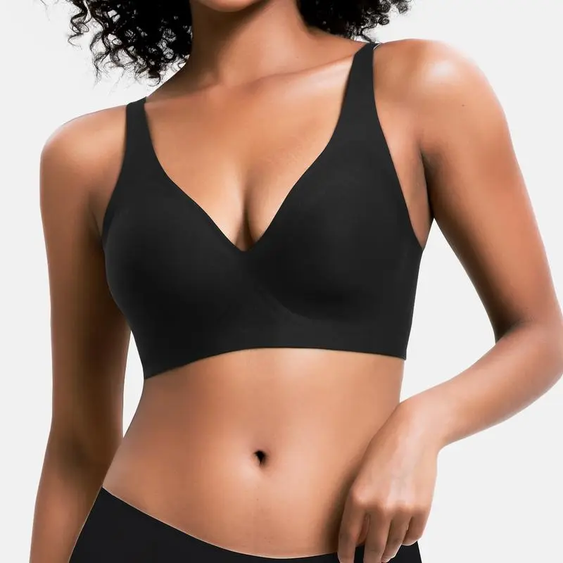 Jelly Wireless Seamless Push-Up Bra-Deep V, Wire-Free, Everyday Comfort