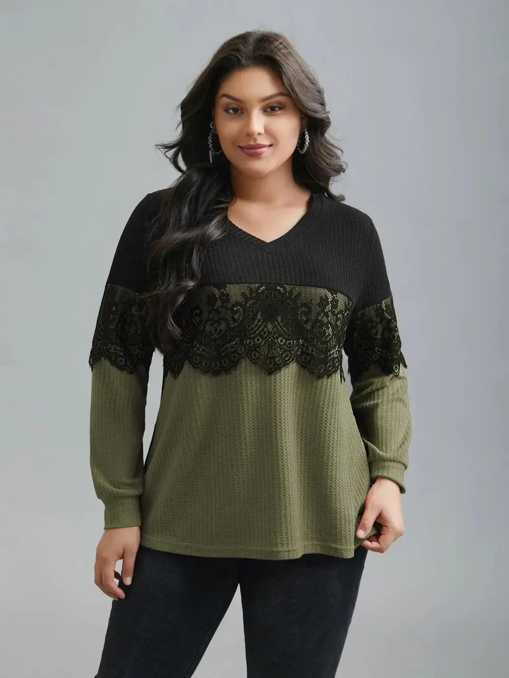 Crochet Lace Mesh Contrast Patchwork Top
