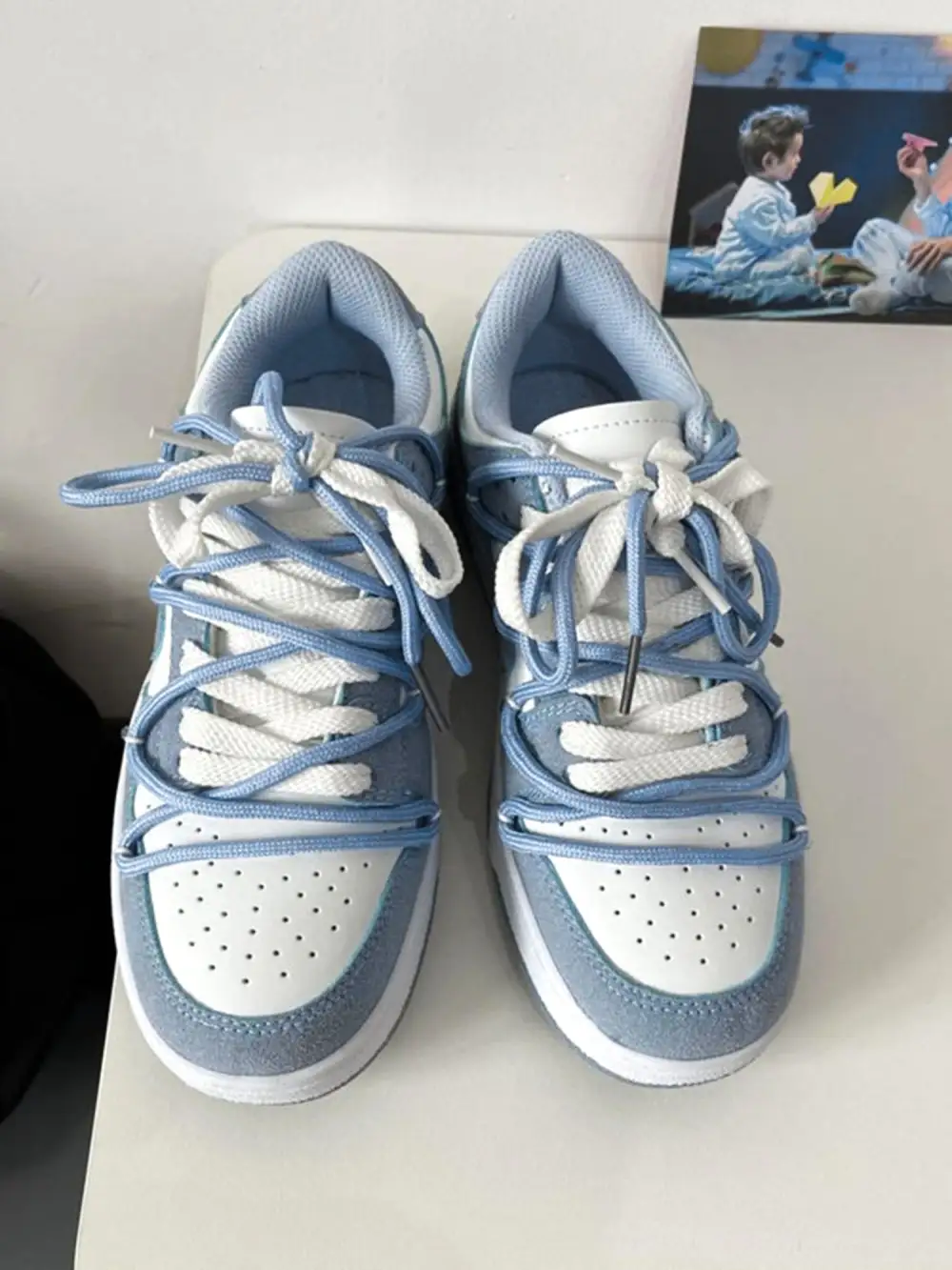 Haze Blue Love Breathable Board Shoes - 1854