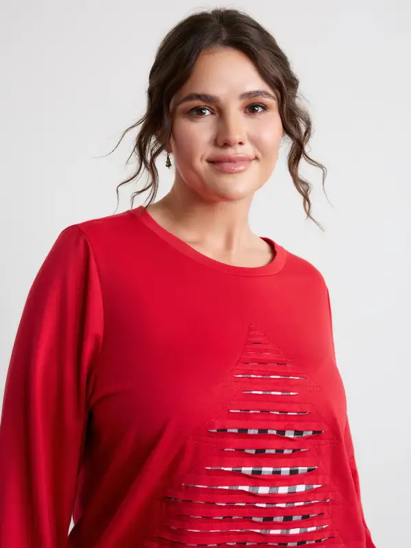 Christmas Tree Applique Embroidery Sweatshirt