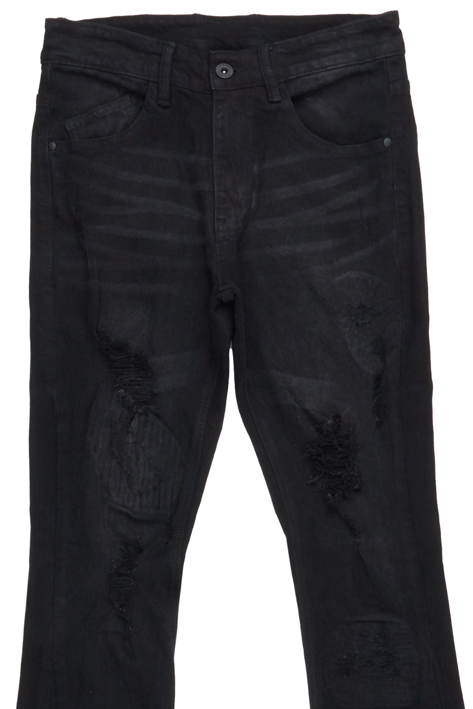 Mylo Jet Black Stacked Flare Jean
