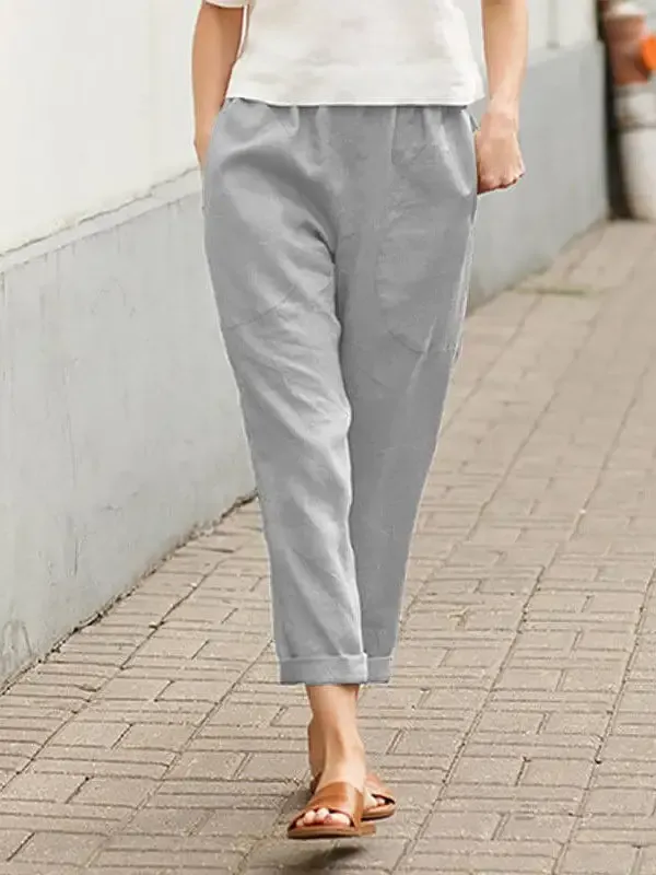 Linen-cotton Women's Large Size Loose Pants