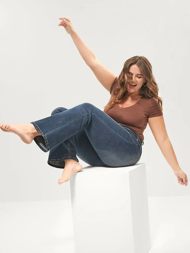 Bootcut Very Stretchy Mid Rise Medium Wash Sculpt Waist Jeans