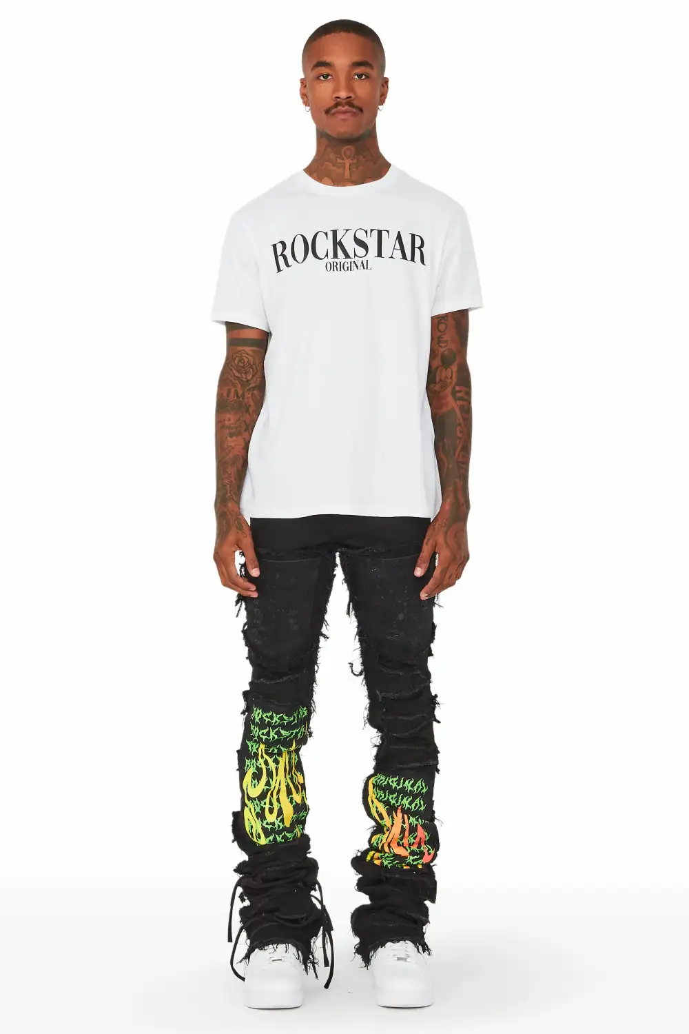 Kayce Black Super Stacked Flare Jean