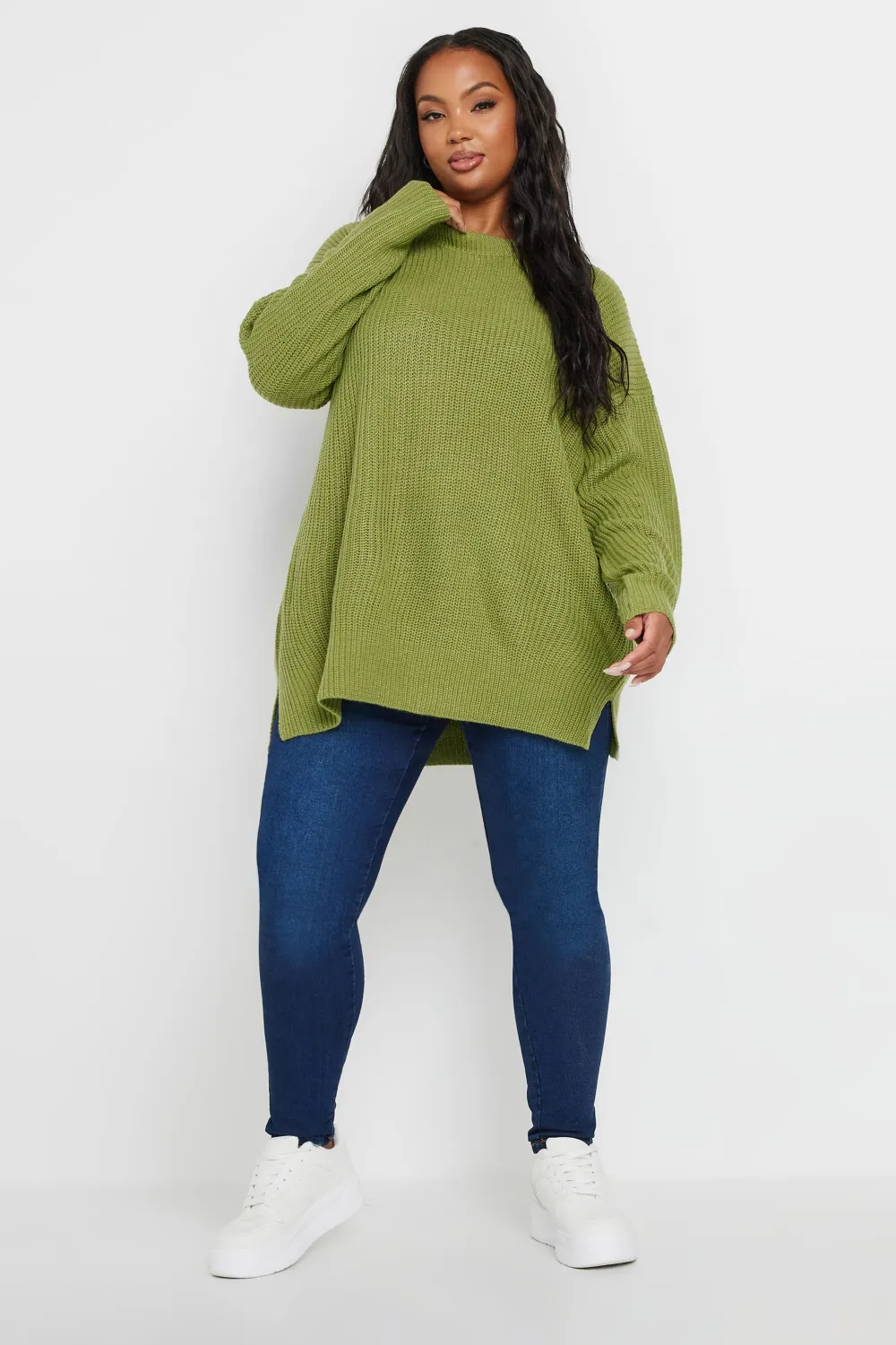 YOURS Curve Navy Blue Drop Shoulder Knitted Jumper