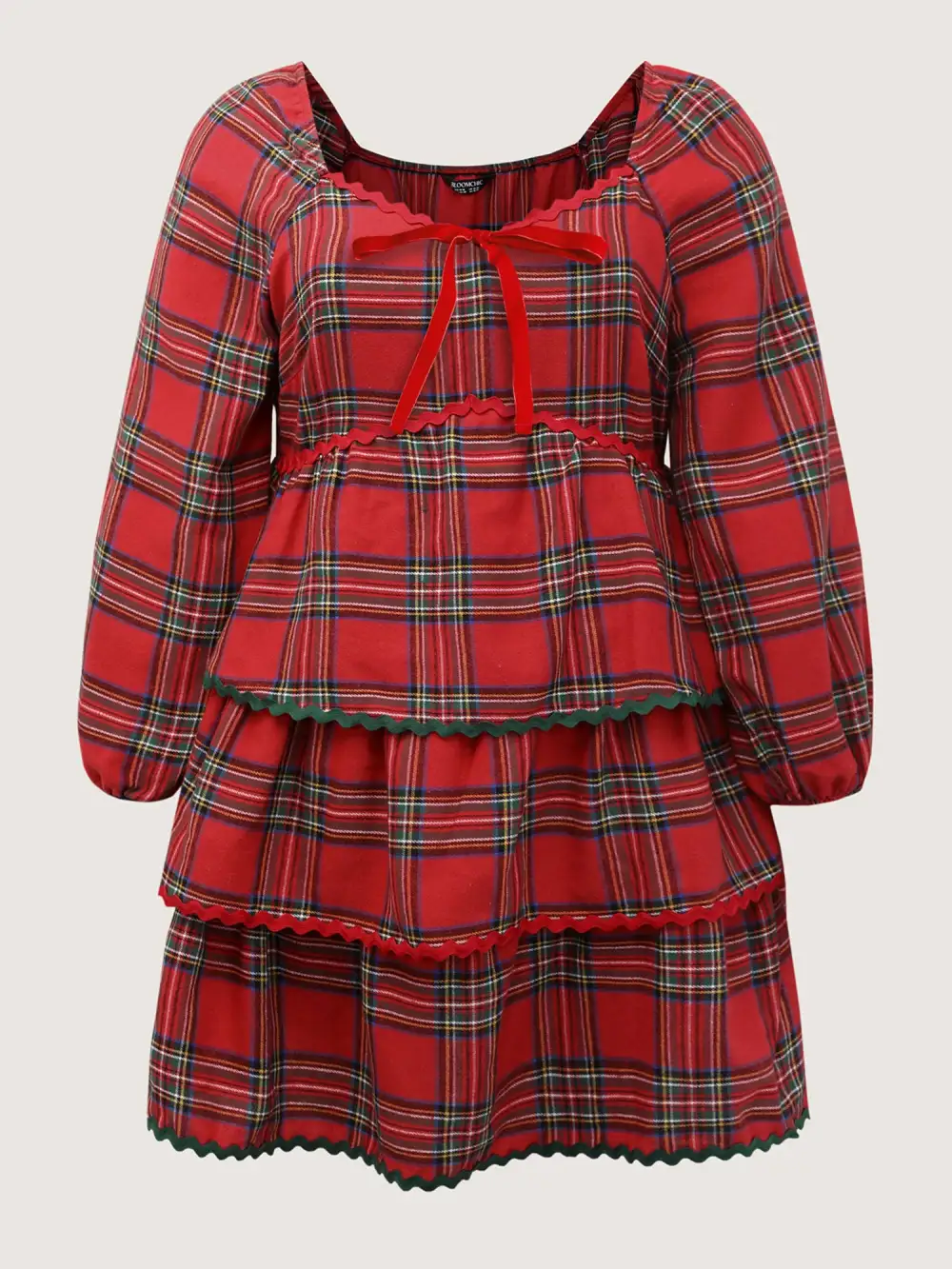 Sweet Holidays Ribbon Tiered Knee Dress