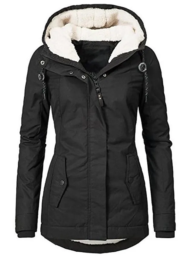Women's Parka Street Fall Winter Puffer Jacket Long Coat Windproof Warm 3 in 1 Loose Casual Sports Jacket Long Sleeve Solid Color Zipper Purple Blushing Pink Waterpoof Daily Wear Down Parkas  Lined