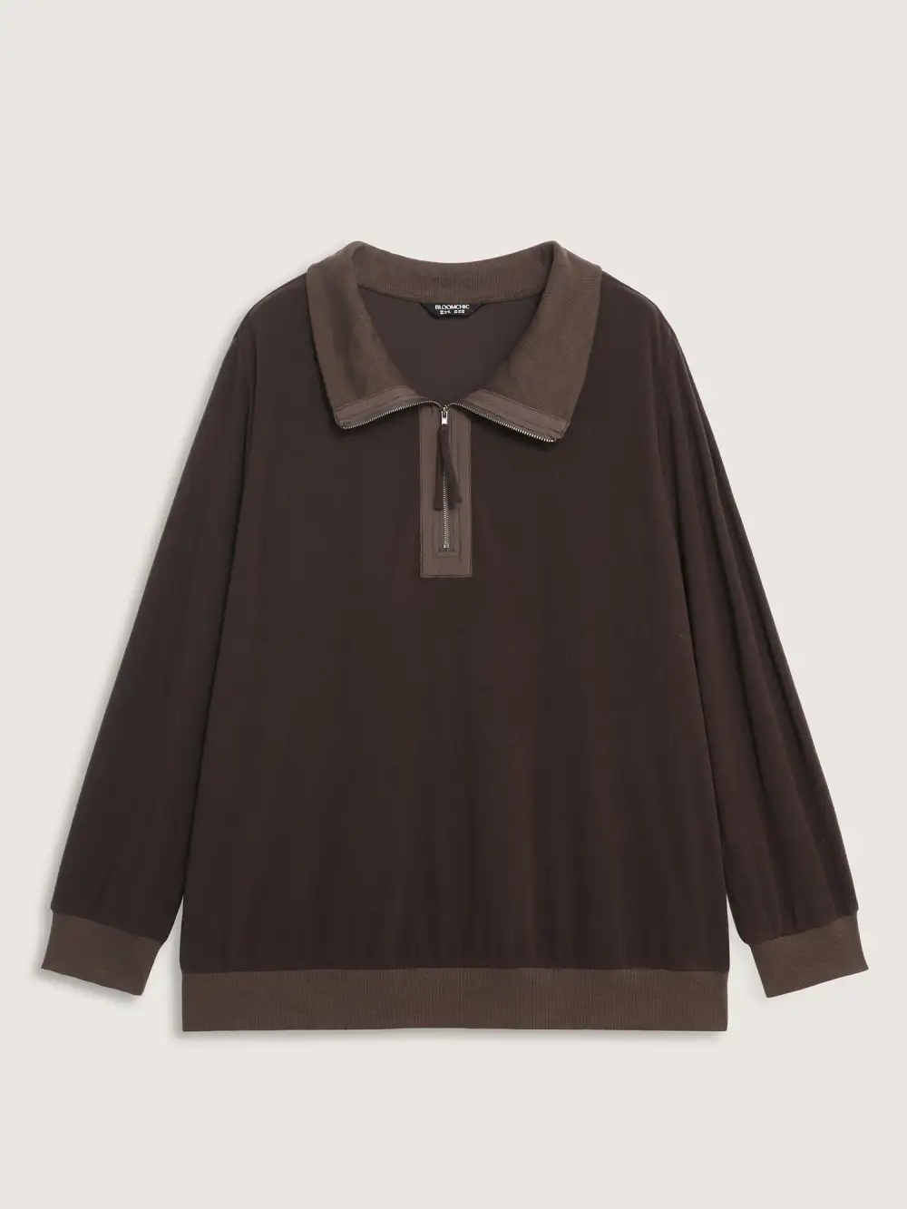 Mixed Material Spliced Collar Sweatshirt