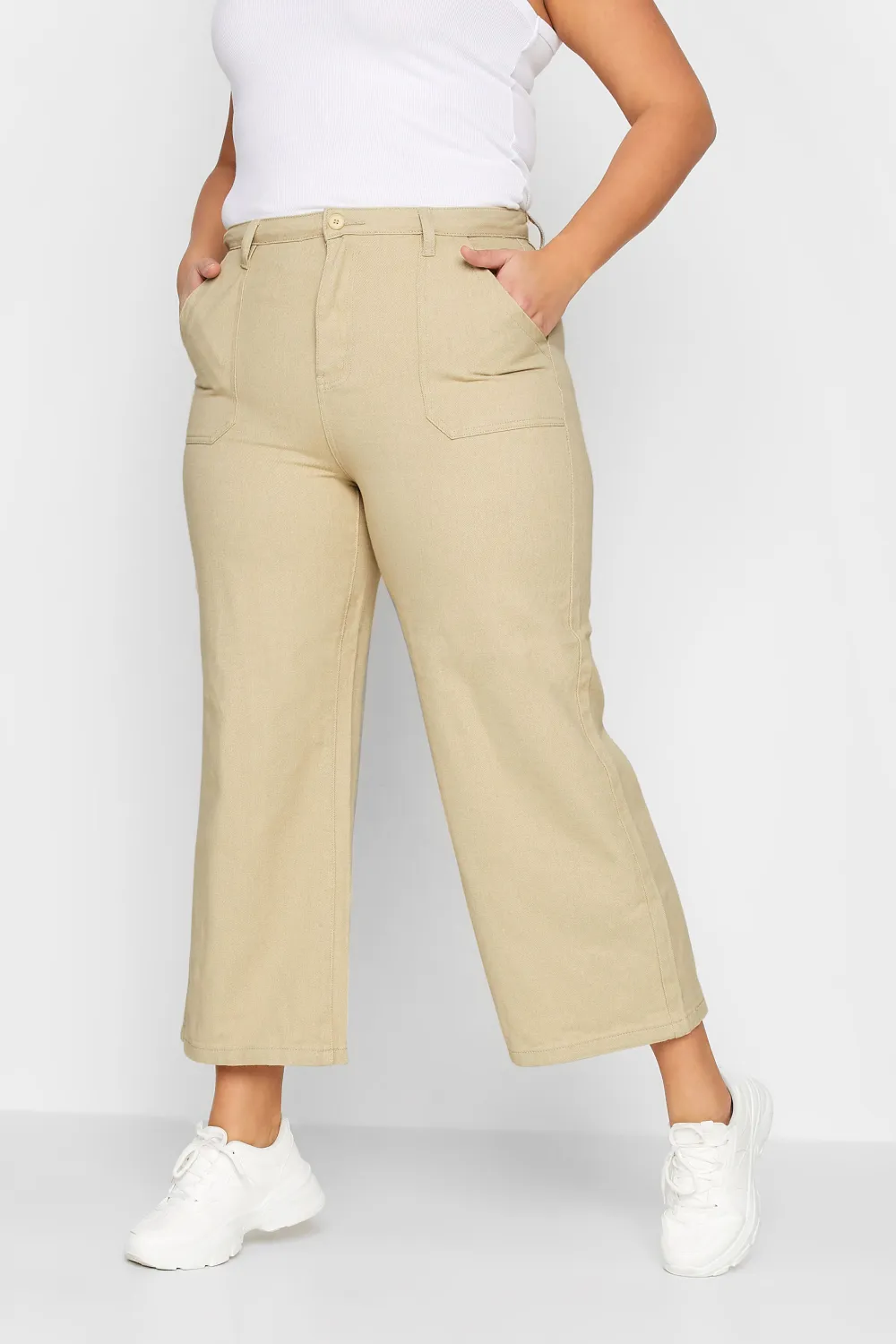 LTS Tall Bright Pink Cotton Twill Wide Leg Cropped Trousers