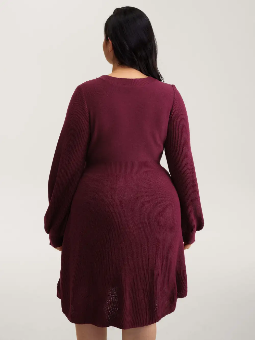 Cable Knit Elastic Waist Midi Sweater Dress