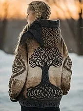 Women's Sweater Cardigan Casual Soft Animal Ribbed Hooded Pocket Buttons Knitted Long Sleeve Long Tops Knit Outdoor Daily Weekend Pink Blue Fall Winter