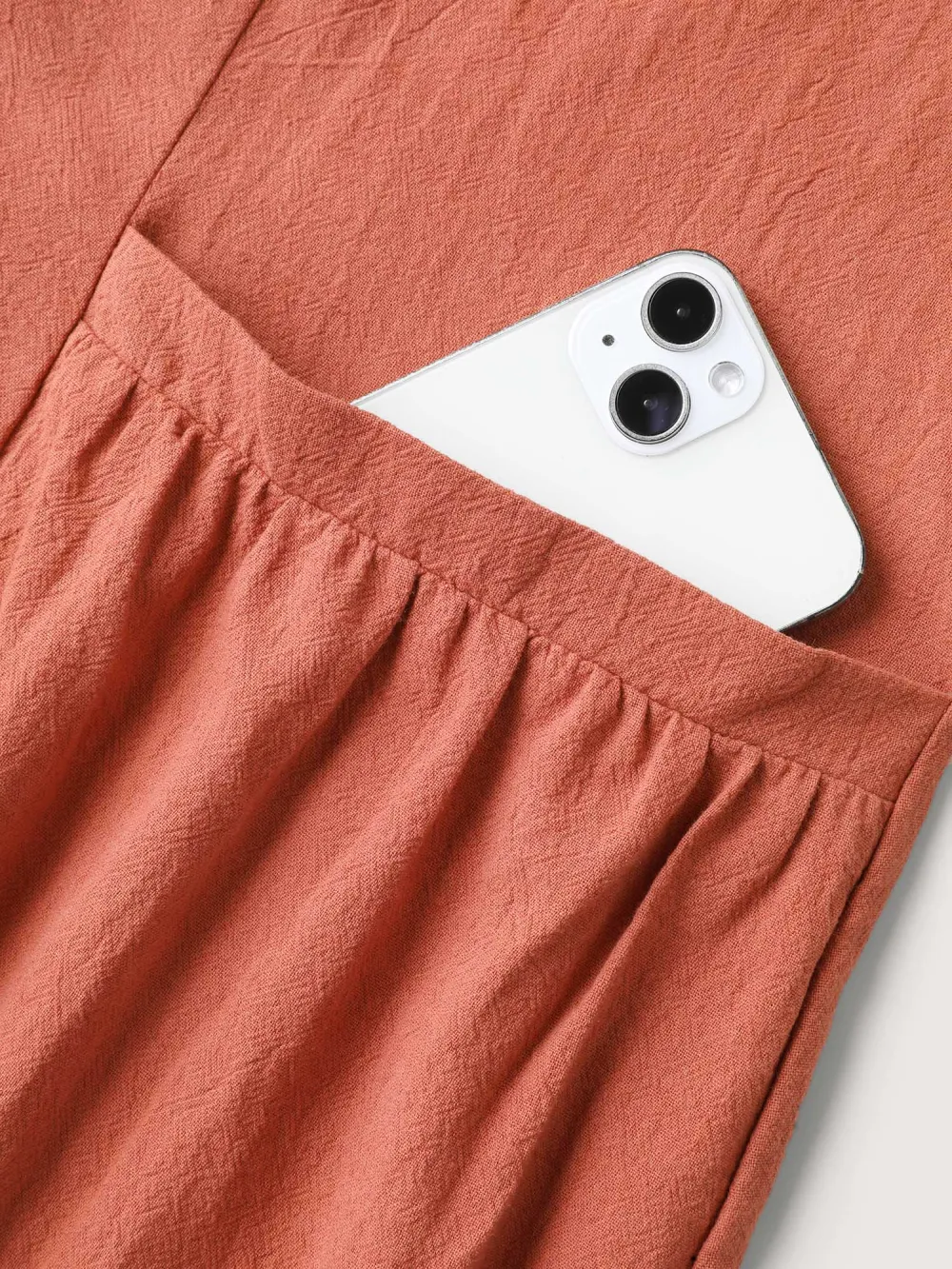 Pure Cotton Pleated Pockets Midi Dress