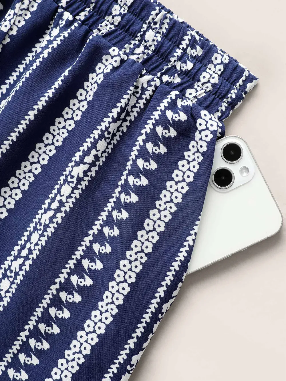 Bandana Striped Tassel Drawstring Wide Leg Pants