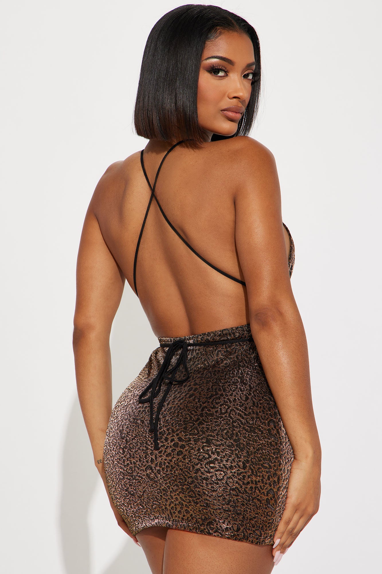 Julianna Metallic Knit Mini Dress - Gold