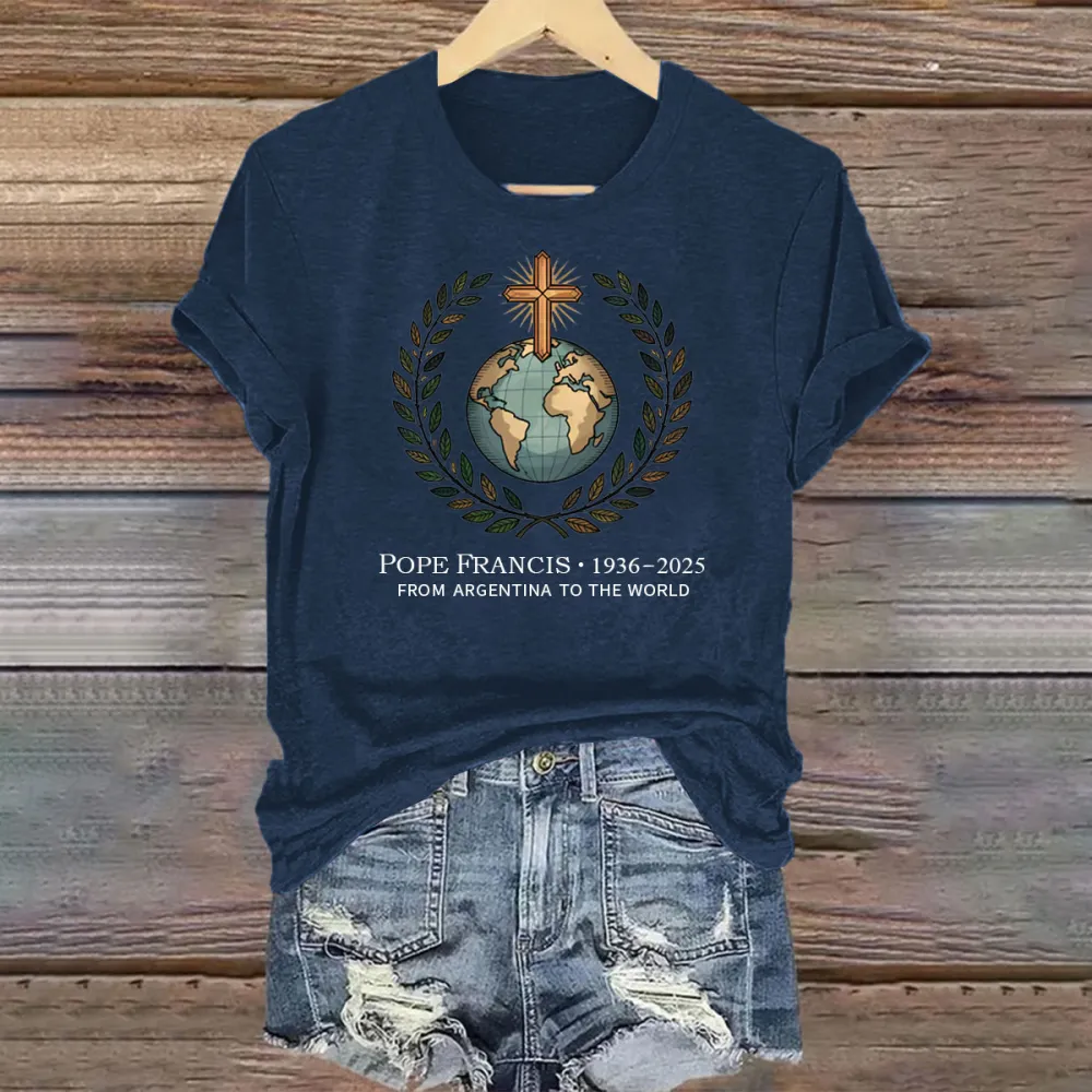 Women's PF 1936-2025 From Argentina To The World Print Short Sleeve Round Neck Cotton T-Shirt