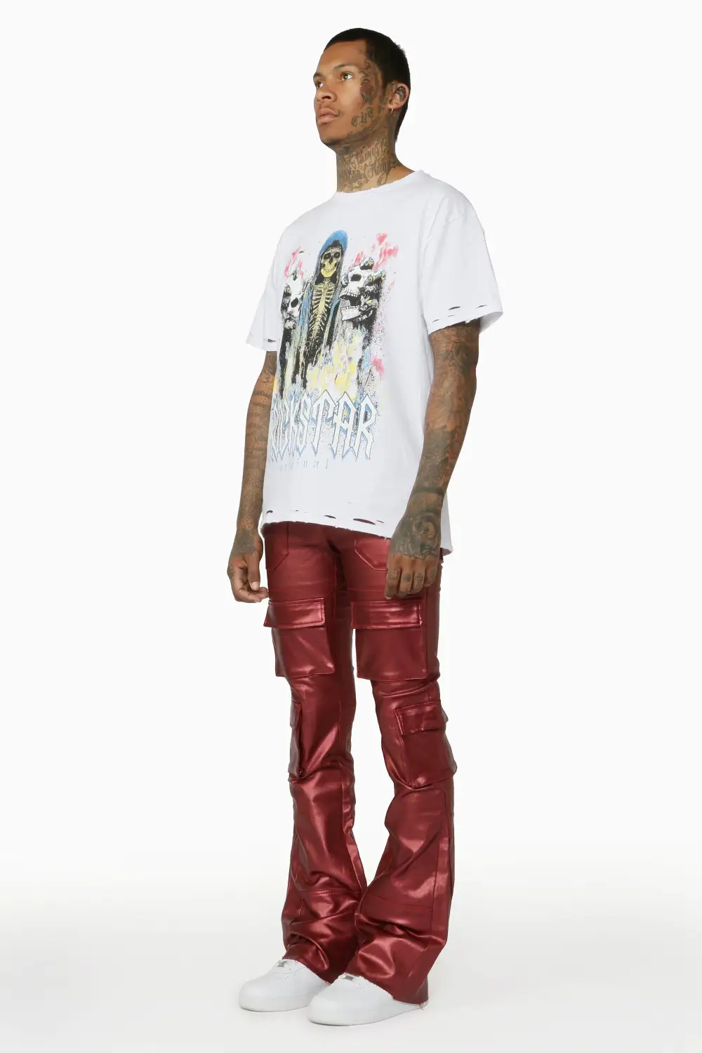 Rancid Burgundy Coated Flare Jean