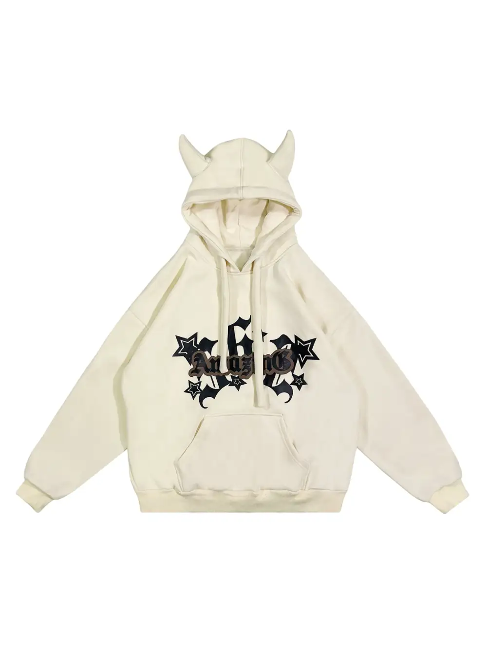 Letter Print Velvet Hooded Sweatshirt - 1879