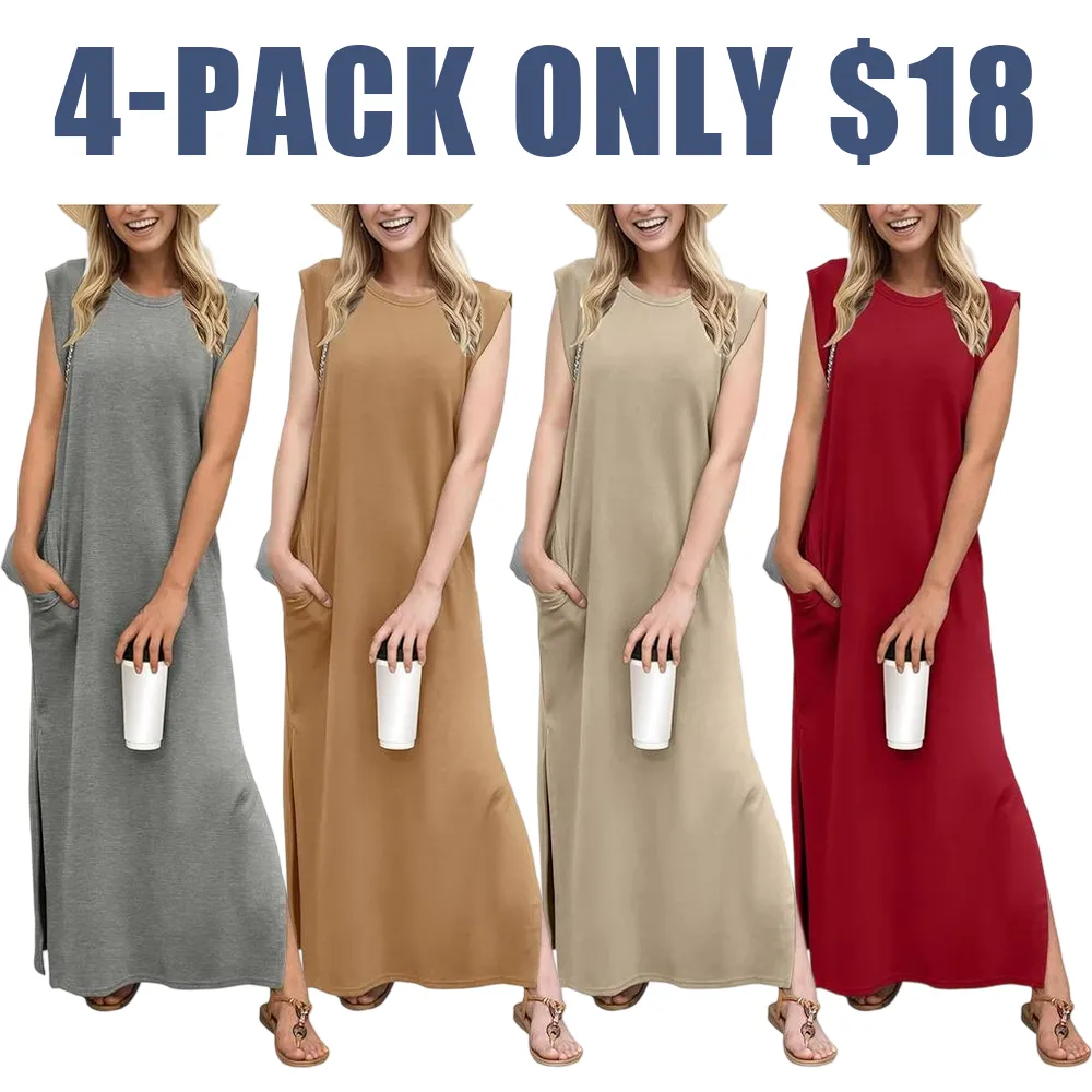 Women's Summer Maxi Dress with Pockets – Wrinkle-Free, Casual & Comfy