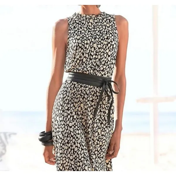 Women‘s Sheath Dress Midi Dress Khaki Sleeveless Color Block Leopard Ruched Print Spring Summer Crew Neck Stylish Elegant 2023 XXL