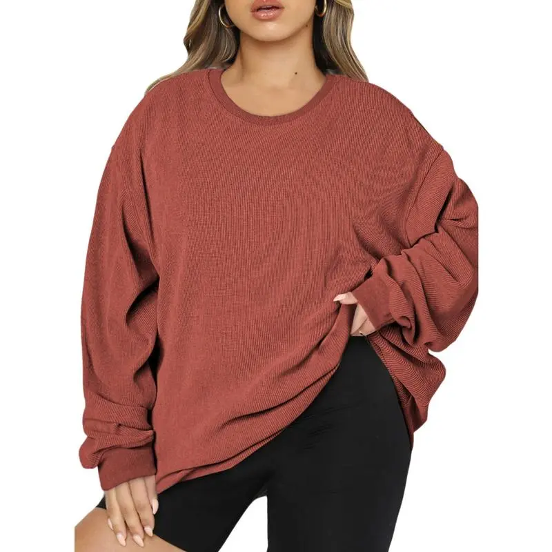 Women Plus Size Sweatshirts Long Sleeve Crew Neck Casual Oversized Soft Pullover Tops Shirts