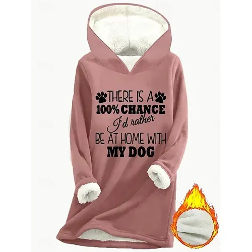 Women's Daily Hoodie Long Sleeve Hooded Graphic Letter Drawstring Print Casual Daily Black Pink Blue Fall Loose Fit