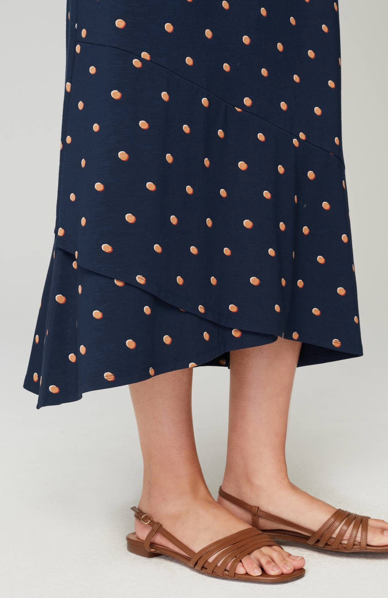 Flounced-Hem Midi Dress