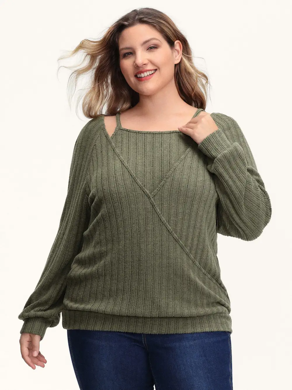 2-In-1 Textured Shoulder Straps Sweatshirt