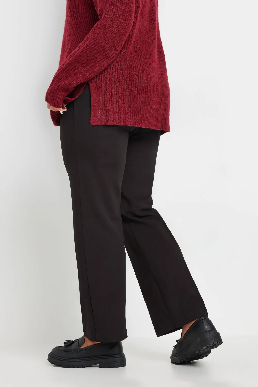 YOURS BESTSELLER Curve Black Pull On Ribbed Bootcut Stretch Trousers
