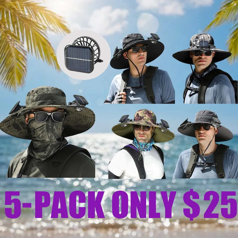 2025 New Solar Fan Outdoor Fishing Hat-Solar Sun Protection Sun Hat with Fan Solar Fan Hat Dual Power Supply Fan Outdoor Fan