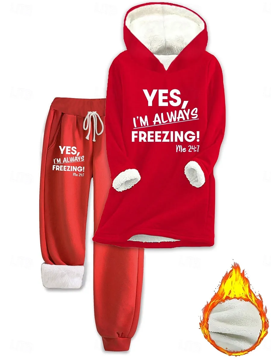 Women's Daily Stylish Two Piece Sets Tracksuit Pants Sets Long Sleeve Hooded Graphic Letter Drawstring Print Casual Daily Black Pink Dark Pink Fall Regular Fit