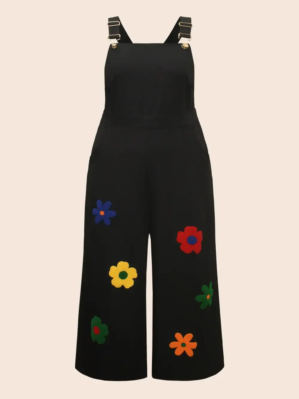 Floral Towel Embroidered Loose Jumpsuit