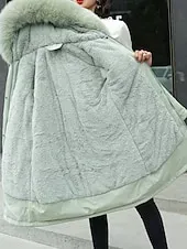 Women's Winter Coat Sherpa Jacket Comfortable Breathable Pocket Fashion Casual Plain Vacation Street Casual Daily Wear Zipper Long Hooded Regular Fit Long Sleeve Outerwear Black Red Blue Spring Fall