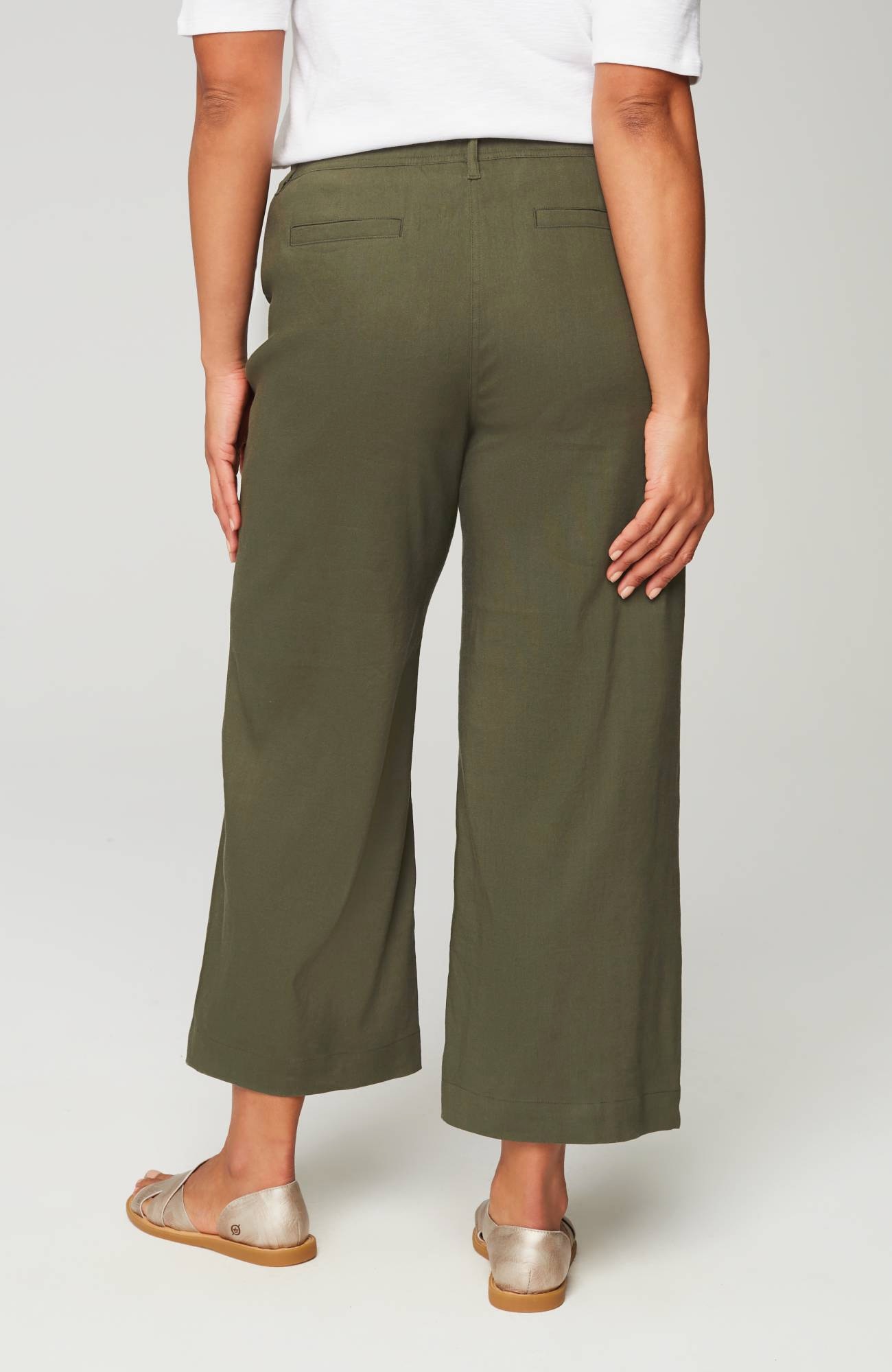 linen-stretch wide-leg crops