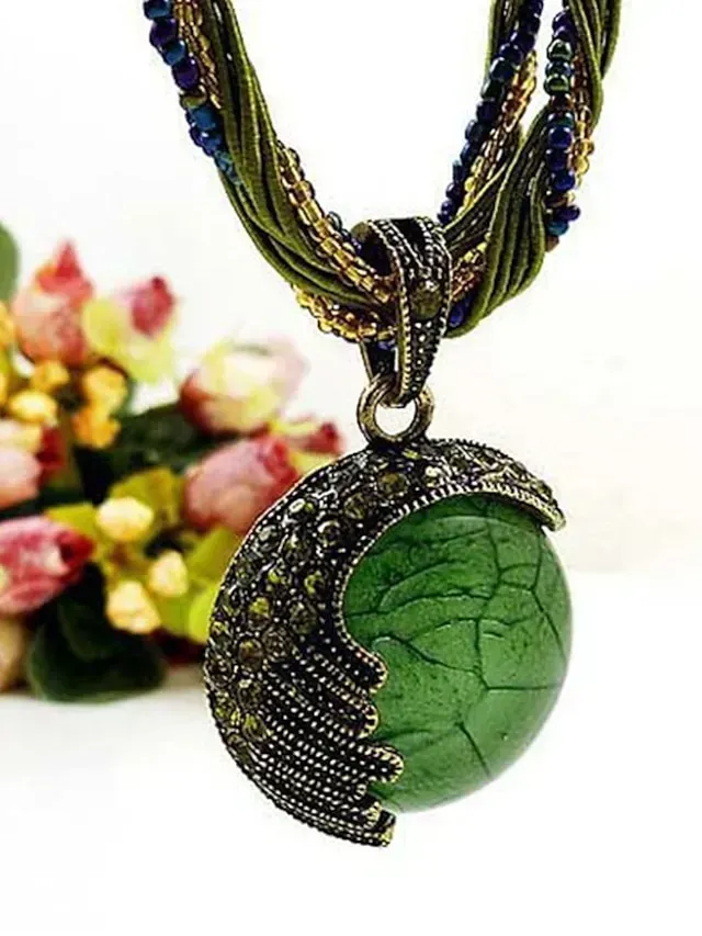 Women's Bohemian Necklace Vintage Sweater Chain Ethnic Style Rice Beads Woven Archaistic Outdoor Geometry Necklace