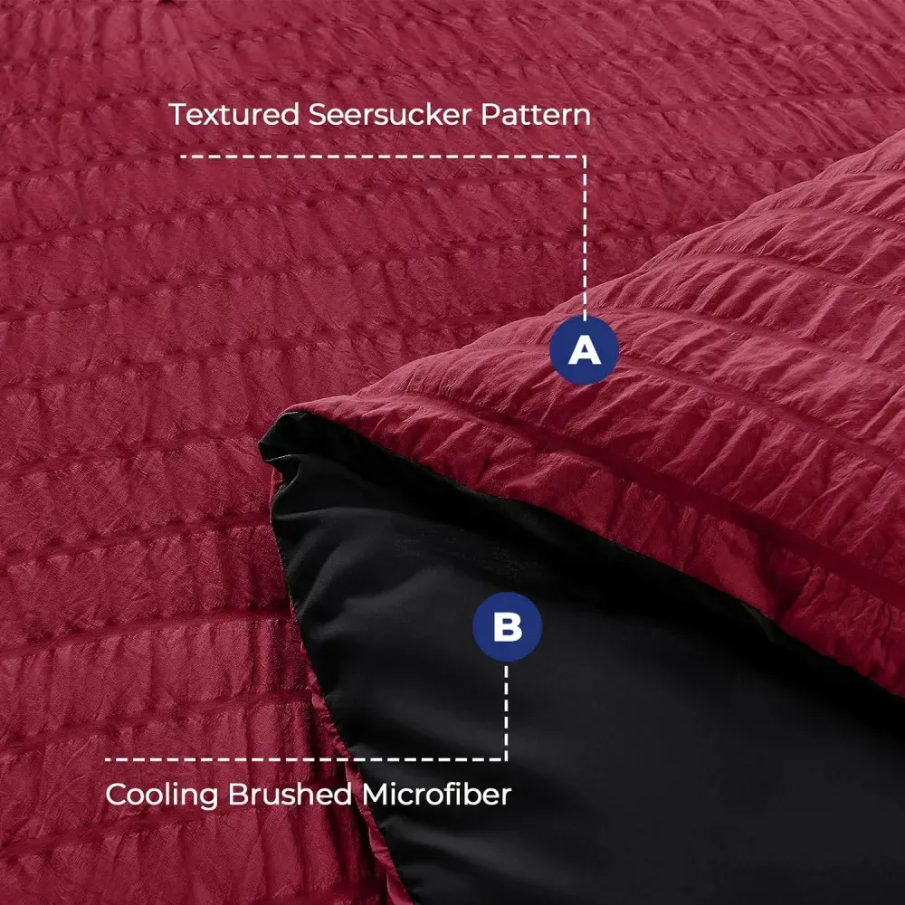 Queen Comforter Set Seersucker 7 Pieces, All Season Luxury Bed in a Bag for Bedroom, Bedding Set with Comforters, Sheets, Pillowcases & Shams, Dark Grey