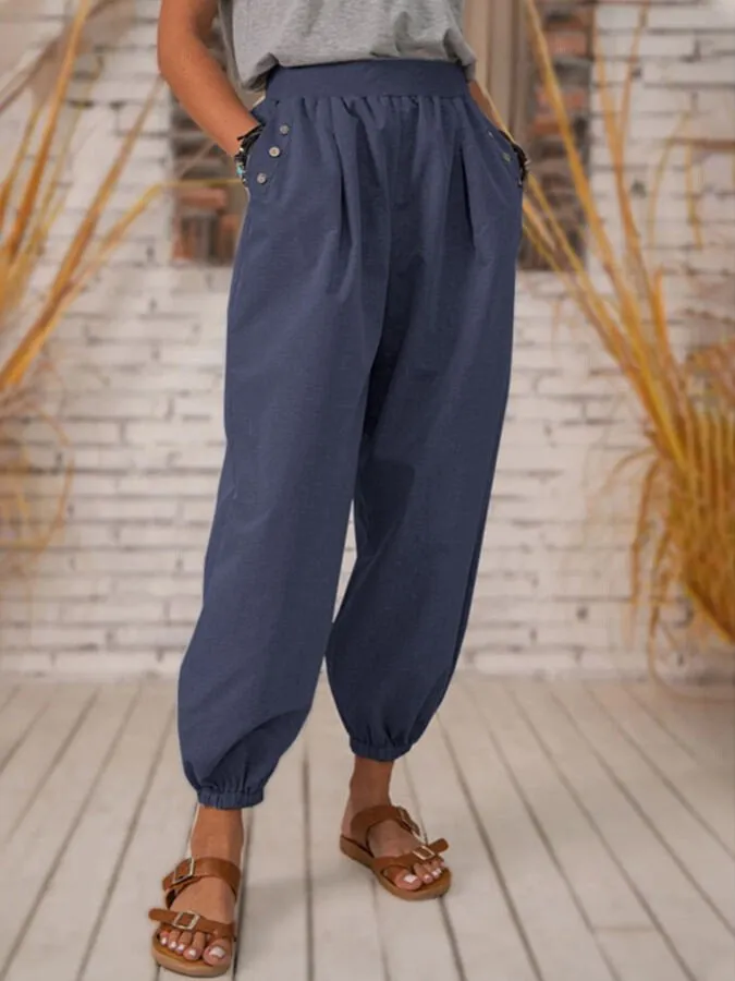 Women's Pure Color Casual Cotton Pants