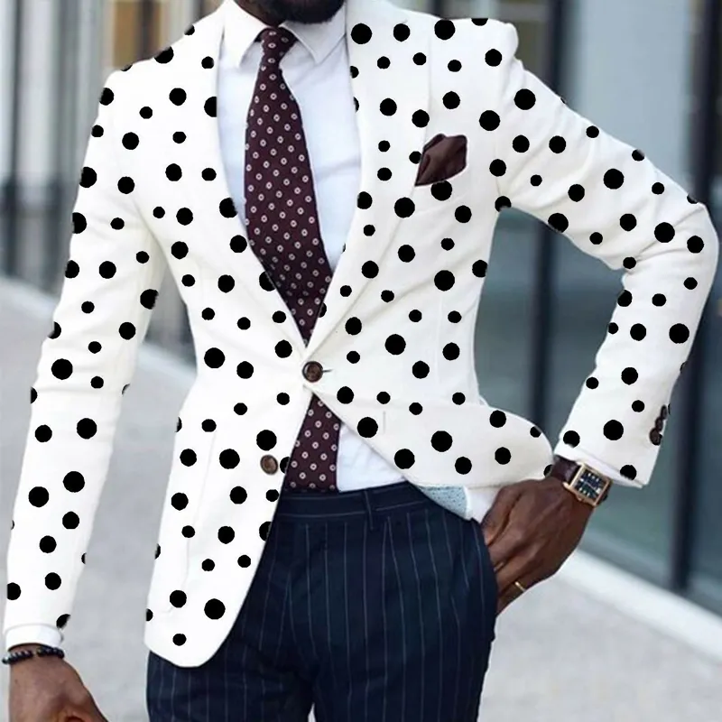Men's Fashion Polka Dot Two Button Blazer