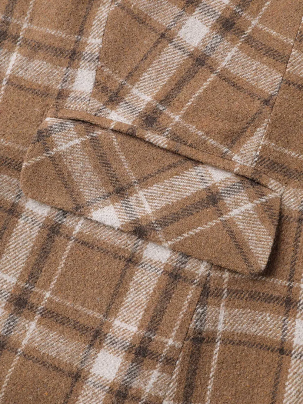 Plaid Pattern Button-Front Blazer