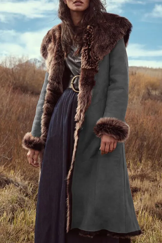 Donna Salyers' Fabulous Furs Women's Plus Size Faux Suede/Fur Full-Length Coat