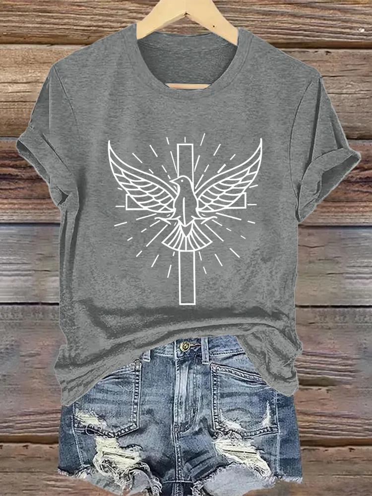 Women'S Holy Spirit Dove Pentecost Short-Sleeved Christian Gift Religious T-Shirt